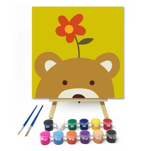 Virágos Maci - gyerek számfestő készlet