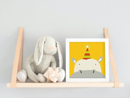 Szülinapos Víziló - gyerek számfestő készlet - Számfestő.hu - 30×30cm - keret nélkül