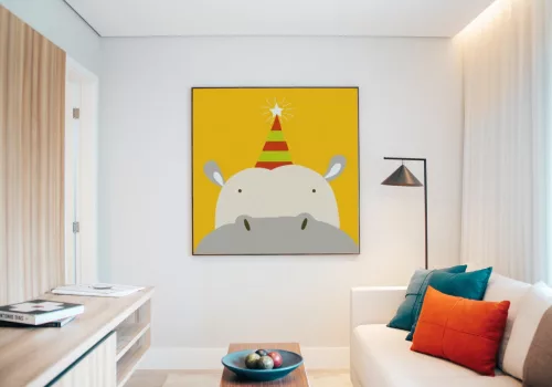 Szülinapos Víziló - gyerek számfestő készlet - Számfestő.hu - 40×40cm - keret nélkül