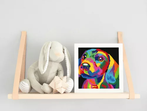 Színes Kutyus - gyerek számfestő készlet - Számfestő.hu - 20×20cm - keret nélkül