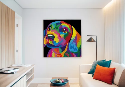 Színes Kutyus - gyerek számfestő készlet - Számfestő.hu - 50×50cm - keret nélkül
