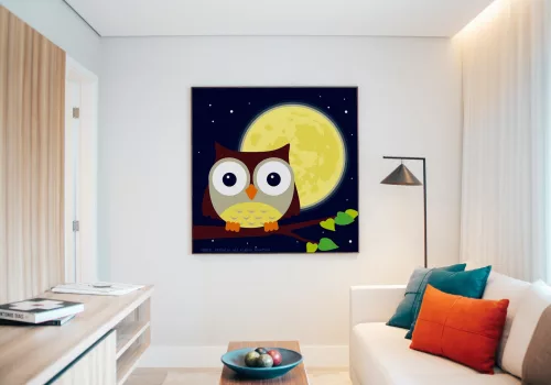 Éjjeli Bagoly - gyerek számfestő készlet - Számfestő.hu - 20×20cm - keretre feszítve