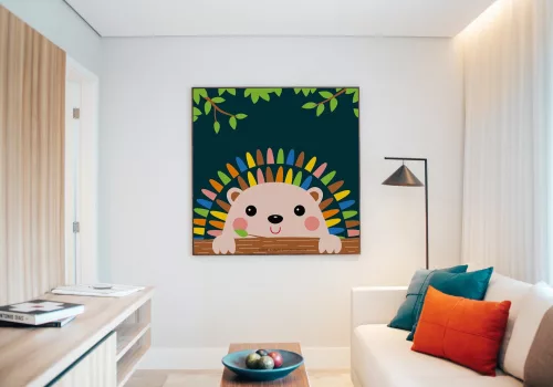 Színes Süni - gyerek számfestő készlet - Számfestő.hu - 40×40cm - keret nélkül