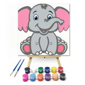 Boldog Kiselefánt - gyerek számfestő készlet - Számfestő.hu - 20×20cm - keret nélkül