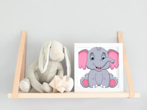 Boldog Kiselefánt - gyerek számfestő készlet - Számfestő.hu - 20×20cm - keret nélkül