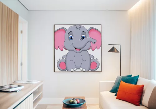 Boldog Kiselefánt - gyerek számfestő készlet - Számfestő.hu - 20×20cm - keret nélkül