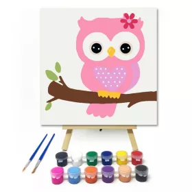 Kislány Bagoly - gyerek számfestő készlet - Számfestő.hu - 20×20cm - keret nélkül