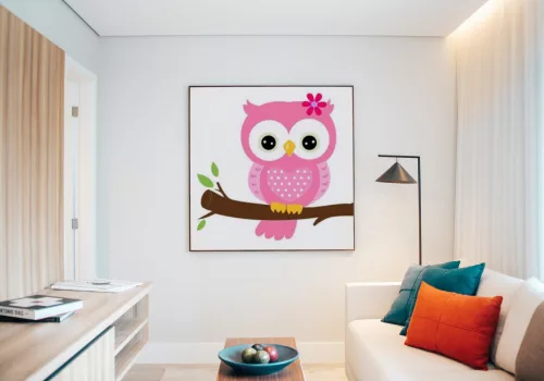 Kislány Bagoly - gyerek számfestő készlet - Számfestő.hu - 50×50cm - keretre feszítve