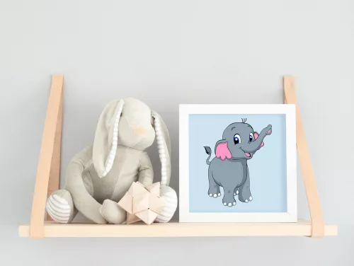 Aranyos Kiselefánt - gyerek számfestő készlet - Számfestő.hu - 20×20cm - keretre feszítve