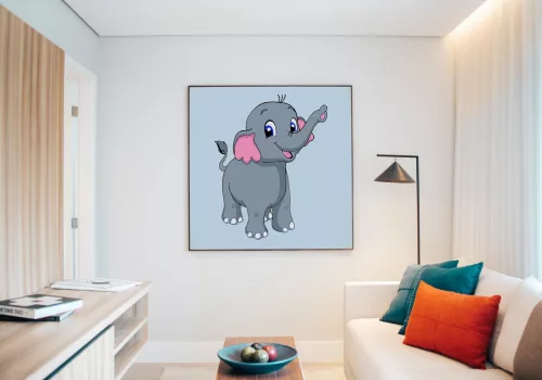 Aranyos Kiselefánt - gyerek számfestő készlet - Számfestő.hu - 40×40cm - keretre feszítve