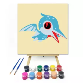 Bébi Sárkány - gyerek számfestő készlet - Számfestő.hu - 20×20cm - keret nélkül