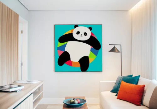 Hűsölő Panda - gyerek számfestő készlet - Számfestő.hu - 30×30cm - keretre feszítve