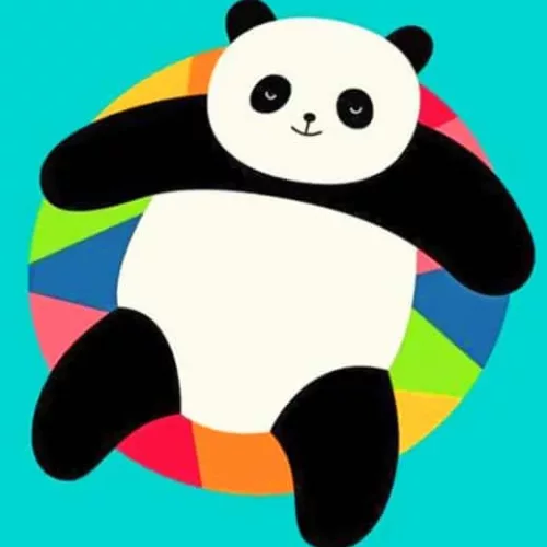 Hűsölő Panda - gyerek számfestő készlet - Számfestő.hu - 20×20cm - keretre feszítve