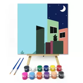 Város Éjszaka - gyerek számfestő készlet - Számfestő.hu - 20×20cm - keret nélkül