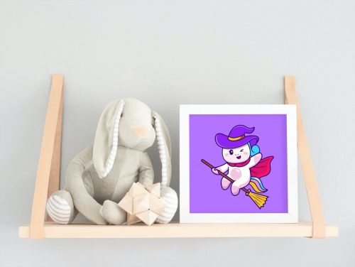 Kis Boszorkány - gyerek számfestő készlet - Számfestő.hu - 50×50cm - keretre feszítve