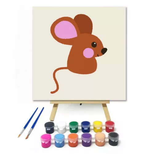Egérke - gyerek számfestő készlet - Számfestő.hu - 20×20cm - keret nélkül
