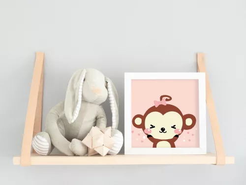 Aranyos Gyerek Majom - gyerek számfestő készlet - Számfestő.hu - 20×20cm - keret nélkül