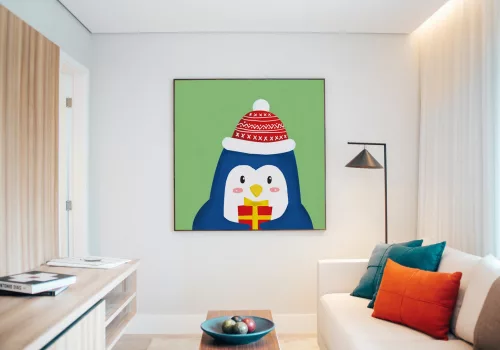Ajándék Pingvin - gyerek számfestő készlet - Számfestő.hu - 50×50cm - keret nélkül