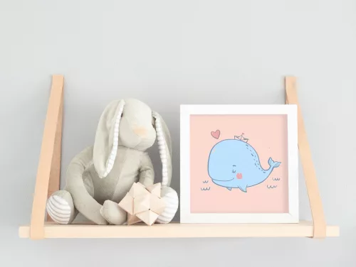 Szerelmes Bálna - gyerek számfestő készlet - Számfestő.hu - 20×20cm - keret nélkül