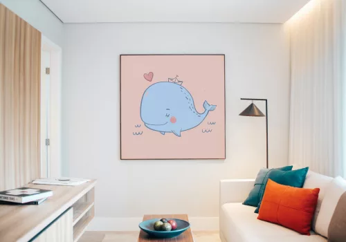 Szerelmes Bálna - gyerek számfestő készlet - Számfestő.hu - 50×50cm - keret nélkül
