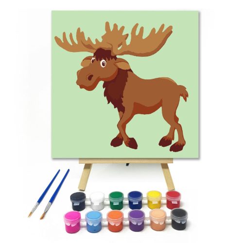 Szarvas - gyerek számfestő készlet - Számfestő.hu - 30×30cm - keret nélkül