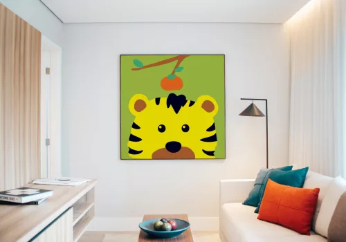 Tigris és az Alma - gyerek számfestő készlet - Számfestő.hu - 20×20cm - keretre feszítve