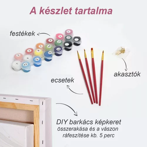 Bárányka - gyerek számfestő készlet - Számfestő.hu - 20×20cm - keret nélkül