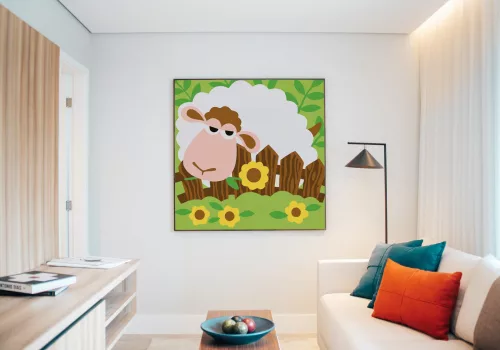 Bárányka - gyerek számfestő készlet - Számfestő.hu - 20×20cm - keret nélkül