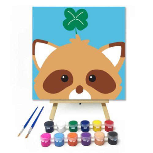 Mosó Maci - gyerek számfestő készlet - Számfestő.hu - 30×30cm - keretre feszítve