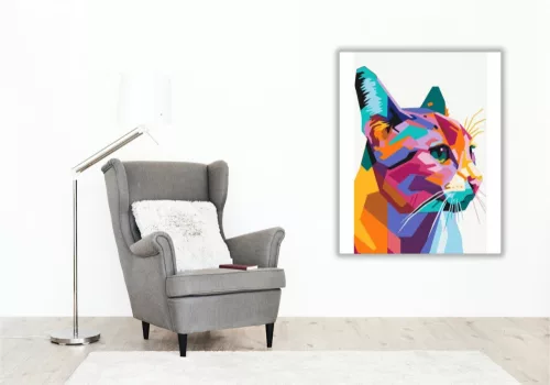 Geometriai Macska - számfestő készlet - Számfestő.hu - 80×100cm - keret nélkül