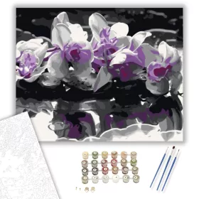 Lila Orchidea - számfestő készlet - Számfestő.hu - 40×50cm - keret nélkül