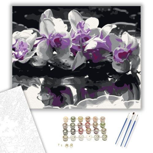 Lila Orchidea - számfestő készlet - Számfestő.hu - 60×70cm - keret nélkül