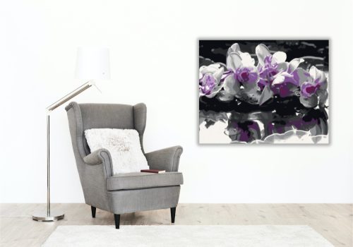 Lila Orchidea - számfestő készlet - Számfestő.hu - 40×50cm - keret nélkül