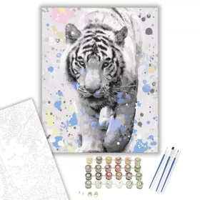 Fehér Tigris - számfestő készlet - Számfestő.hu - 40×50cm - keret nélkül