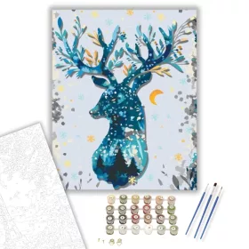 Szarvas Karácsony - számfestő készlet - Számfestő.hu - 40×50cm - keret nélkül