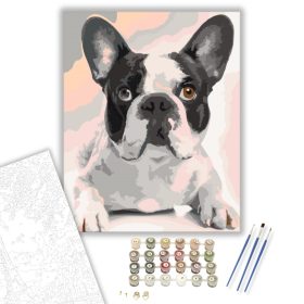 Fekete Fehér Bulldog - számfestő készlet - Számfestő.hu - 40×50cm - keret nélkül