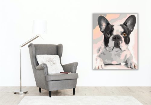 Fekete Fehér Bulldog - számfestő készlet - Számfestő.hu - 40×50cm - keret nélkül