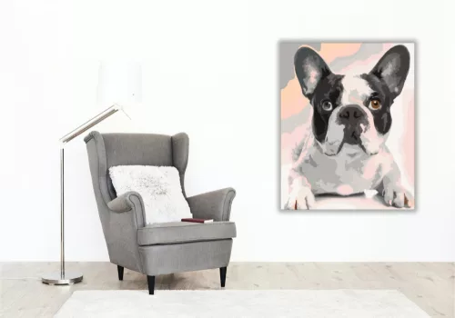 Fekete Fehér Bulldog - számfestő készlet - Számfestő.hu - 80×100cm - keret nélkül