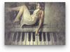 Zongora nő - vászonkép