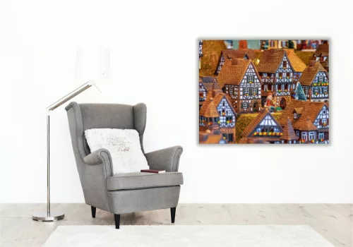 Mézeskalács falu- számfestő készlet - Számfestő.hu - 40×50cm - keret nélkül