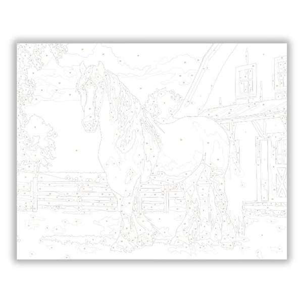Gypsy Vanner Ló a Farm Előtt - számfestő készlet - számfestő készlet