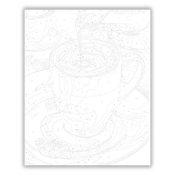 Gőzölgő Espresso Fehér Csészében - számfestő készlet - számfestő készlet