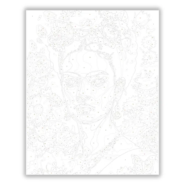 Frida Kahlo Virágokkal - számfestő készlet - számfestő készlet