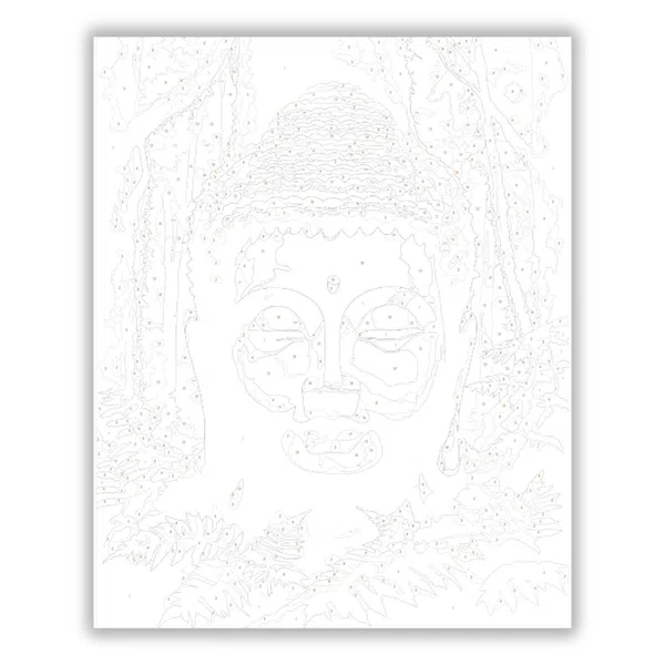Buddha Fej és Páfrányok Zen Kertben - számfestő készlet - számfestő készlet