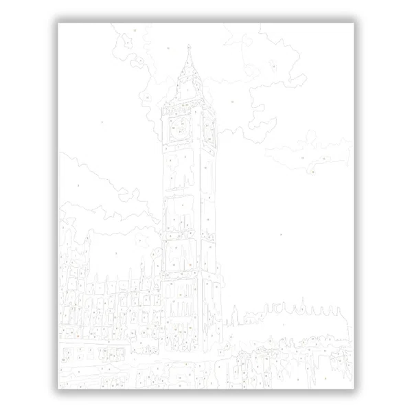 Big Ben és a Westminster Palota Esős Estén - számfestő készlet - számfestő készlet