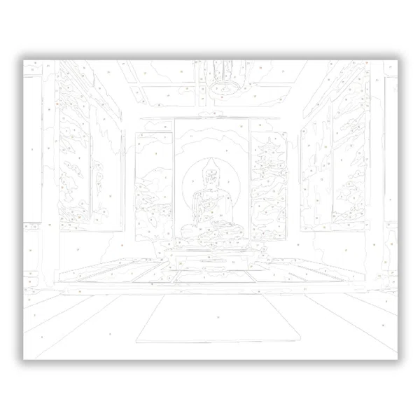 Buddha Szobor Tradicionális Japán Templomban - számfestő készlet - számfestő készlet