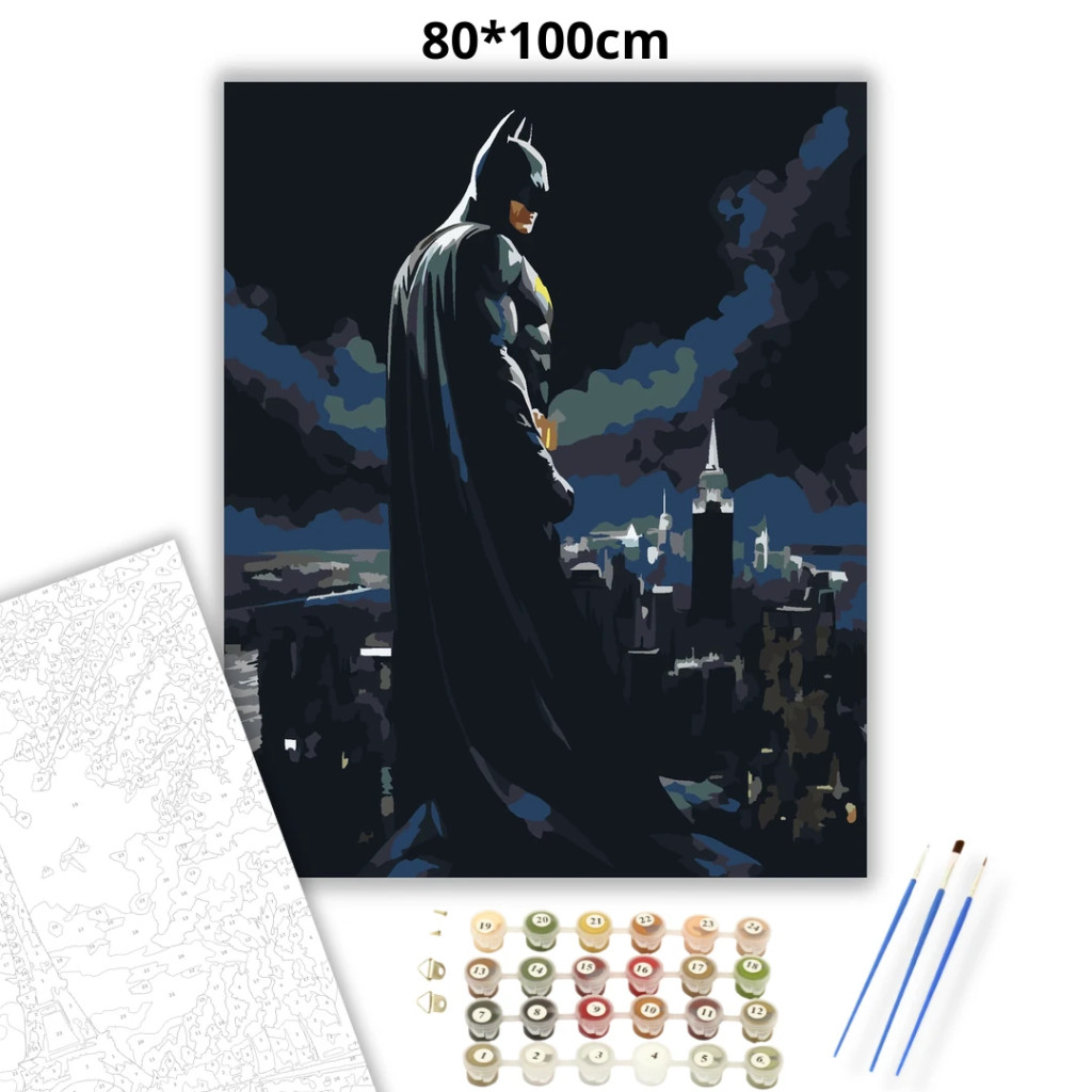 Sötét lovag - számfestő készlet – 80×100 cm (Keret nélkül) - számfestő készlet