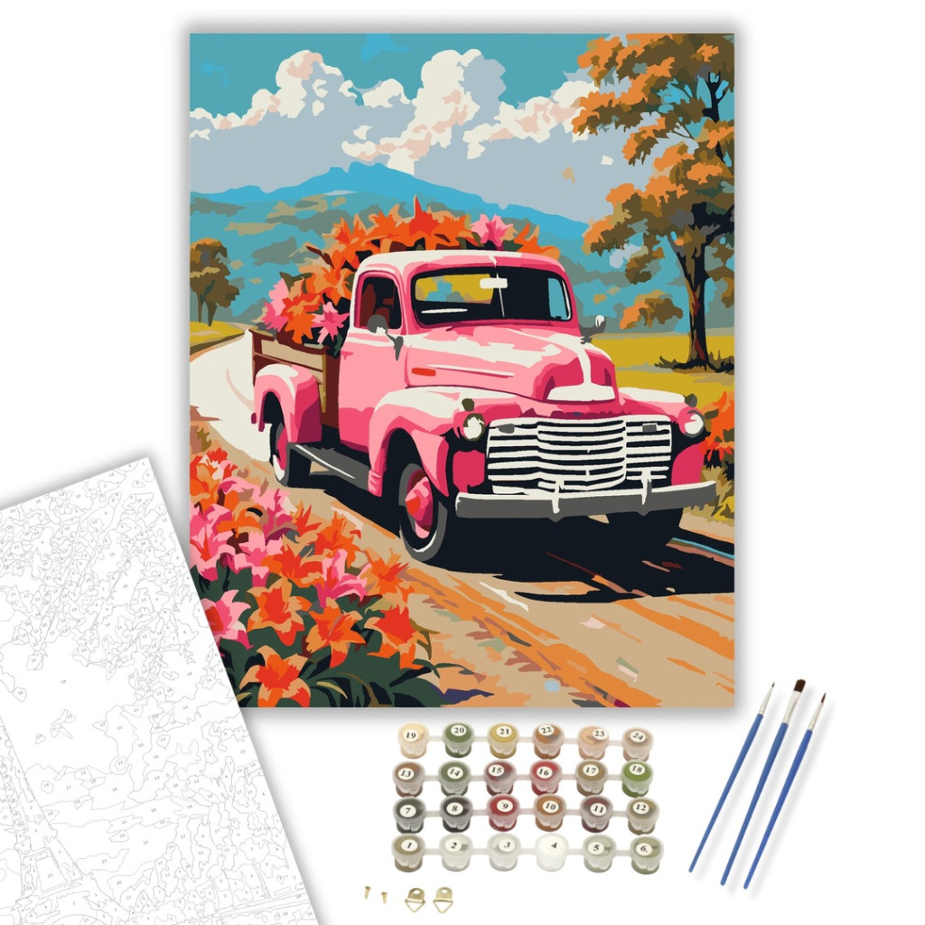Liliomok Vintage Teherautón - számfestő készlet - számfestő készlet
