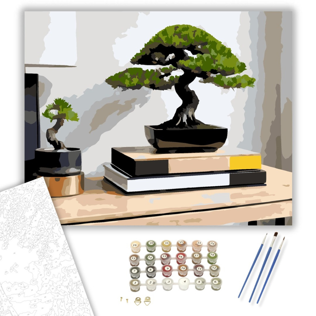 Modern Bonsai a Fa Asztalon - számfestő készlet - számfestő készlet