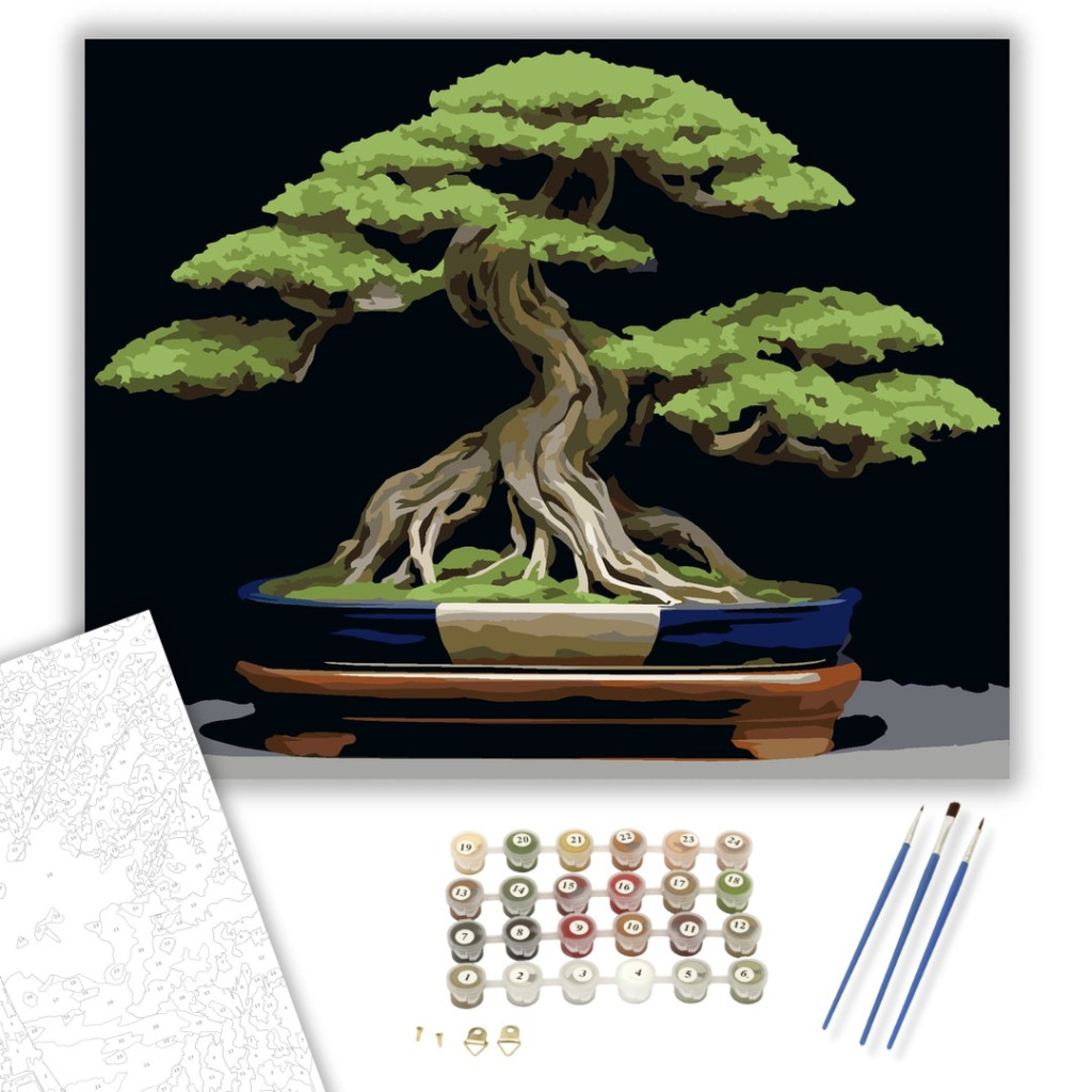 Bonsai Fa Kék Edényben - számfestő készlet - számfestő készlet
